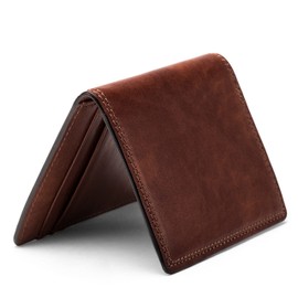 Bosca Men's Wallet, Dolce Leather Front Pocket Bifold Wallet with Magnetic Clip, Dark Brown