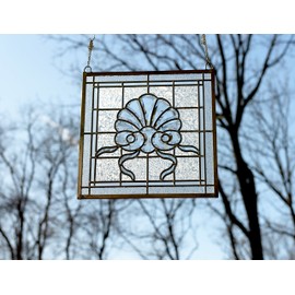 16.75" x 16.5" All Clear Stained Glass Beveled Window Panel