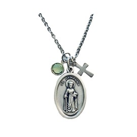 Saint Dymphna Necklace Silver Catholic Medal Trendy Inspirational Gift for Her