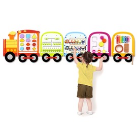 Joyreal Joyreal Wooden Busy Board Train Activity Wall Panels - Montessori Sensory Wall Toys for Toddlers - Learning Activity Center for Playroom & Daycare Decor - Educational Toy Gift for Boys and Girls 18 M+