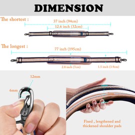 77 Inch Shoulder Strap with Extra Thick Cushion Pad and Metal Swivel Hook, Universal Adjustable Shoulder Strap, Durable Ventilated for Luggage Bag Camera, Shoulder Bag – Blue Gold