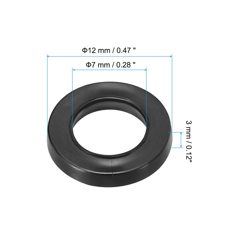 PATIKIL M7 Rubber Flat Washer, 8 Pack 7mm ID 12mm