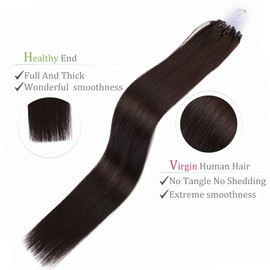 Micro Link Hair Extensions Human Hair 30g 20inch(#2) Dark Brown Microlink Hair Extensions Human Hair Microbead Hair Extensions Microlink Hair Extensions Micro Link Hair Extensions For Women