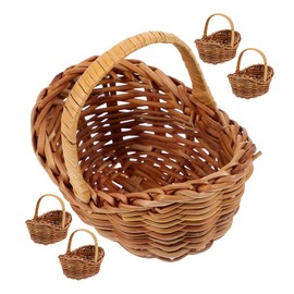 Kisangel 5pcs Woven Baskets with Handle for Wedding Party Decoration Robust Design Storage Baskets Lightweight and Portable Party Supplies for Home Decor