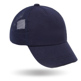 PEECABE Kids Baseball Hat Novelty Flat Brim Toddler Sun Hat Boys Girls Trucker Cap Spring Summer (6-24 Months, Mesh Navy)