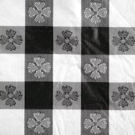 Unbranded 25 Yard Roll Black and White Gingham Checked Vinyl Table Cover with Flannel Back