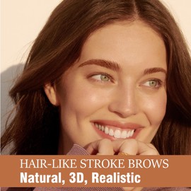 Eyebrow Pen, 2-in-1 Dual-Ended Microblading Eyebrow Pencil, Magical Faux Brow Pen with 4-Fork-Tip & Precise Brush-Tip Create Natural Hair-Like Brow, Waterproof, Stay on All Day, Light Brown