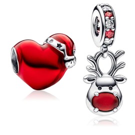 MSPOVOF Christmas Charms 5A Cubic Zirconia 925 Sterling Silver Bracelets Pendant Christmas Birthday Gift for Women, Cubic Zirconia