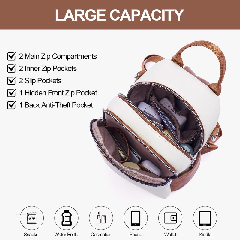 Lexiyat Small Backpack Purse for Women Leather Mini Convertible Designer