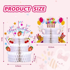 FloralGrace Pack of 2 Table Decoration Birthday, Colourful Honeycomb Cakes Centrepieces, Birthday Party Decoration for Children, Women, Adults (3-Ply and 2-Layer)