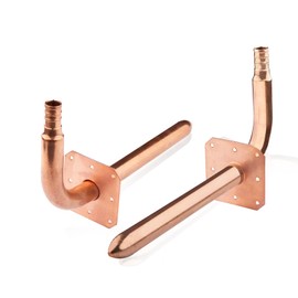 HeSun 20-Pack 1/2 Inch Barb Crimp Copper Stub Out Elbow, 8"-Length PEX Stub-Out With Wall Flange, ASTM F1807