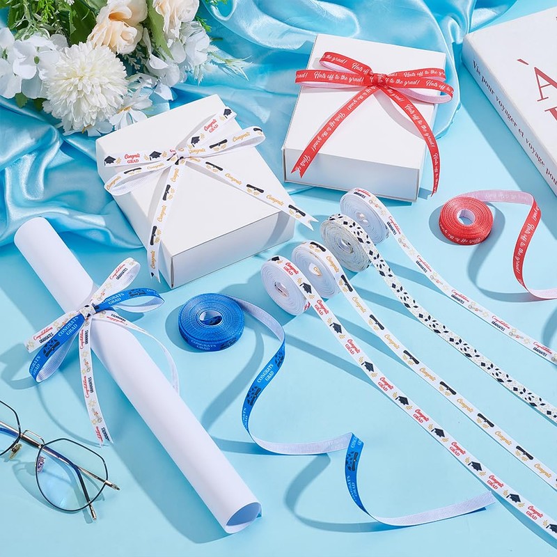 UNICRAFTALE 6 Rolls 5 Yards/Rolls Graduation Ribbon for Flower Bouquet