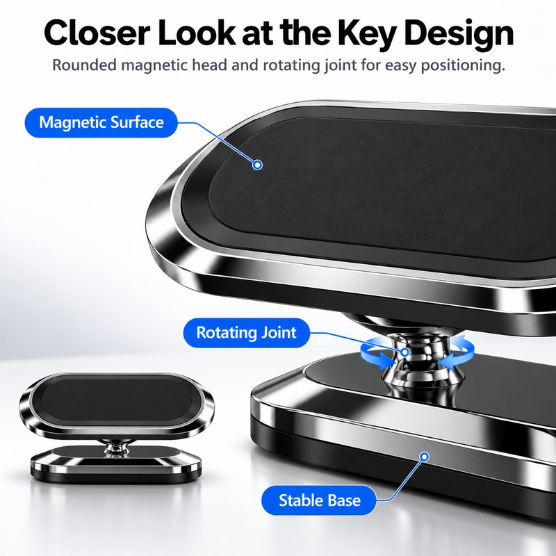 Magnetic Car Phone Holder for Driving – Compact Magnet Mount