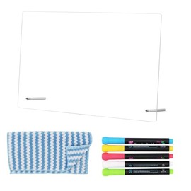 Acrylic Dry Erase Board for Desk 13x9 inch 4mm Thick Desktop White Board with Stands Reusable Message Board with 5 Pens for LED Stand Office School Home