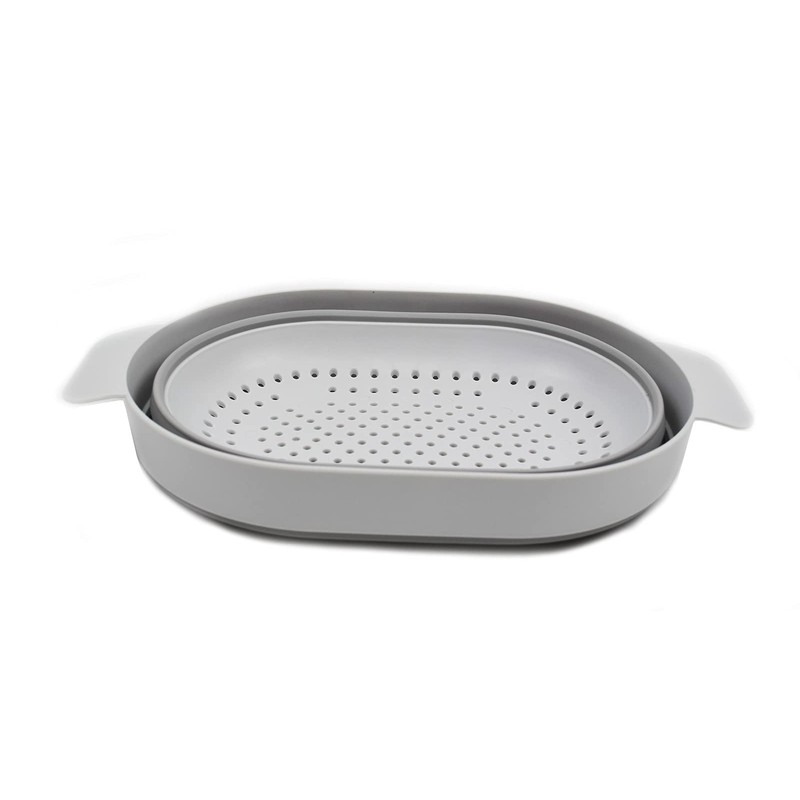 SAMMART 3L Over The Sink Oval Colander (Grey, 1)