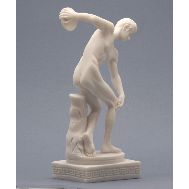 Discobolus Discus Thrower Nude Male Athlete Greek Roman Statue 21cm