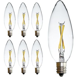 FANNIS 6 Pack C32 Candle LED Edison Bulb, 2W Equals 20W, Warm White 2700K, E12 Base Vintage Clear Glass Candle Light Bulb for Pendant Chandelier Ceiling Fan Candelabra Light