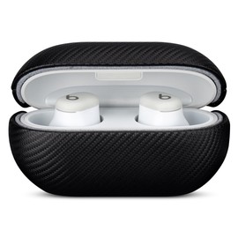 LOPIE Handmade for Beats Solo Buds Case Cover, Premium Synthetic Leather, Carbon Fiber Style, Protective Hard Shell Cover for Beats Solo Buds Earbuds - Black