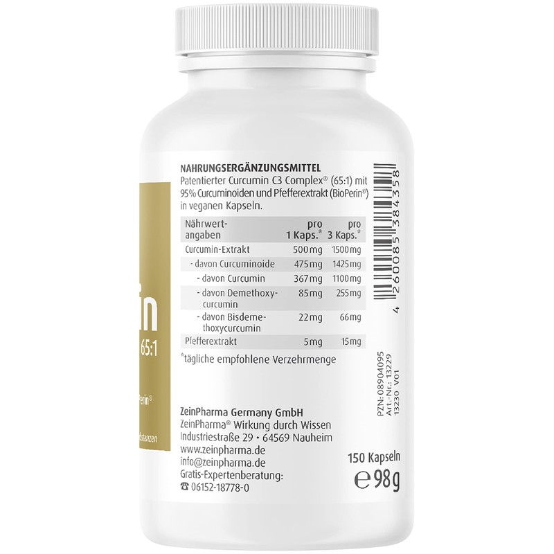 ZeinPharma Curcumin Triplex³ Capsules 150 Capsules 500 mg - Curcuma