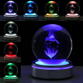 ZMCRAFT 3D 3.15" Hummingbird Laser Crystal Ball – Unique Bird-Light Decor for Home/Office. Ideal for Nature/Art Fans & Collectors, Perfect as Birthday/Christmas Gifts.