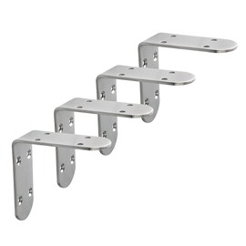 Alise 4Pcs Stainless Steel L Brackets for Shelves, Small Floating Shelf Brackets, 90 Degree Right Angle Bracket, Heavy Duty Metal L Bracket Corner Brackets for Wood Furniture (Brushed, 3.35X3.35 in)
