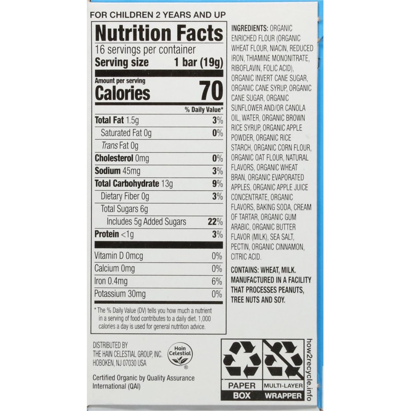 Earth's Best Sesame Street Organic Sunny Days Snack Bars, Apple,