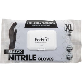 ForPro Professional Collection X Large Black Nitrile Gloves 30 Count Disposable Food Safe Chemical Resistant