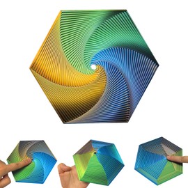 Fractal Fidget Hexagon 3D Spiral Cone Fidget Toy for Adults, Steampunk Whirling Wonder Fidget for Kids and Adults (Style 1)