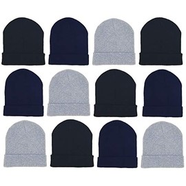 12 Pack Winter Beanie Hats for Men Women, Warm Cozy Knitted Cuffed Skull Cap, Wholesale