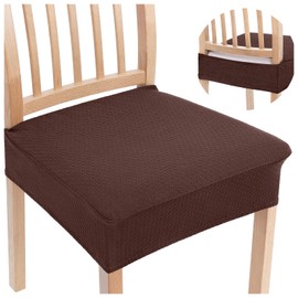 Smiry Stretch Jacquard Seat Covers for Dining Room Chairs Set of 6, Removable Washable Chair Seat Protector Slipcovers, No Rear Covers, Light Chocolate