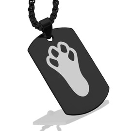 Comfort Zone Studios Stainless Steel Rabbit’s Foot Good Luck Charm Dog Tag Pendant Necklace, Black