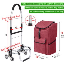 Bolsa de repuesto para carrito de comestibles/carrito de compras, bolsas impermeables para carrito de aleación de aluminio, 39L (rojo)