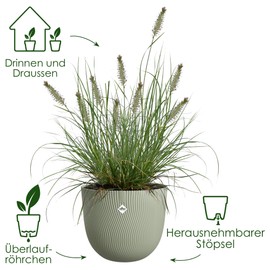 elho Sereh Round 30 - Flower Pot for Indoor and Outdoor Use - 100% Recycled Plastic - Diameter 29.5 x Height 25.3 cm - Green/Scandinavian Green