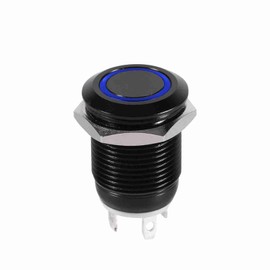 EVGATSAUTO LED Push Button,Car 12mm LED Light Momentary Push Button Switch Toggle Black Case 2A Red, green, blue, white (optional)(Blue)