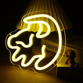 Acrossoce Lion King Neon Sign Light for Wall Decor, Dimmable Led Lion Neon Light for Bedroom, Children's Room,Game Room Decor, LED Neon Signs Bar Club Party Gifts Art for Boys Girls (Yellow)