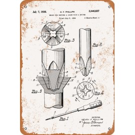RetroRust 10 x 14 METAL SIGN - 1936 Phillips Head Screwdriver Patent - Vintage Rusty Look