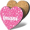 1 x Heart Coaster - Name Imani Pink Hearts Love
