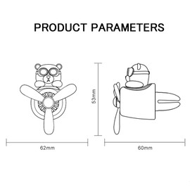 2 Pieces Car Air Fresheners, Cute Bear Pilot Car Diffuser, Propeller Air Outlet Vent Fresheners, Car Perfume Suitable for Car Interior Decoration (Bear+Duck)