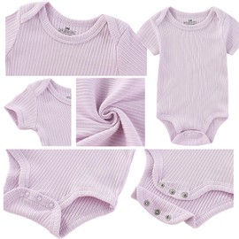 ZAVBABY Baby Boy Girl Short Sleeve Bodysuits Infants Outfit New Born Unisex-Baby 100% Cotton Romper 5-Pack 0-12 Month