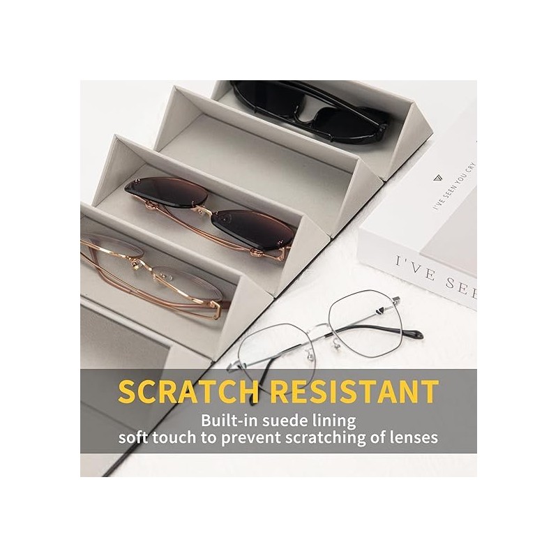 Sunglasses Travel Case, 5-Slot Glasses Storage Box, Foldable Glasses Storage
