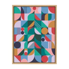 Kate and Laurel Sylvie MCM Christmas Tree Framed Canvas Wall Art by Rachel Lee of My Dream Wall, 18x24 Natural, Mid-Century Modern Abstract Christmas Art