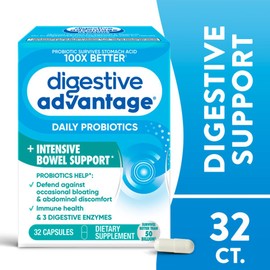 Digestive Advantage Intensive Bowel Support Probiotic Defends Against Gas & Bloating, 32 Count Capsules (3 Pack)