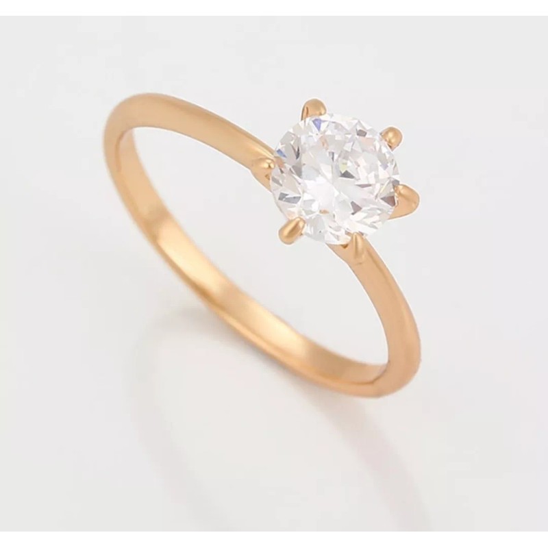 Dtup Anillo De Compromiso Solitario Chapado En Oro De 18k