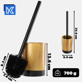 KADAX Wooden Pattern Toilet Brush Holder Polyresin Toilet Brush with Removable Handle, Toilet Brush for Bathroom and Guest Toilet (Wood Black)