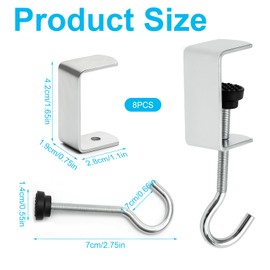 8 Pcs Bag Holder Table Clamp, Table Bag Hanger Hooks Metal, Adjustable Handbag Hangers Hook for Table Desk Under Counter