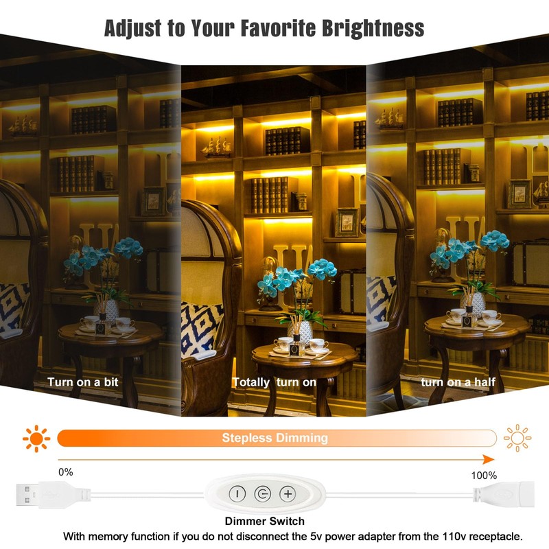 GXILEE USB Dimmer Switch,2 Pack Female to Male Inline Dimmer,10-Speed