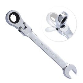 B4B BANG 4 BUCK 14mm Ratcheting Combination Wrench Metric, Flex Head Ratcheting Wrench Spanner with 12-Point Design, 72-Tooth Ratchet, Chrome Vanadium Steel
