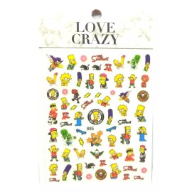 Love Crazy Sticker Pegatina Para Uñas Nail Art Los Simspson Plantilla