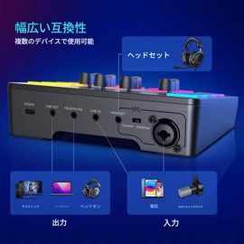 zmart FIFINE Gaming Audio Mixer, RGB Audio Mixer, XLR Microphone Interface, Podcast, Streaming, AmpliGame, SC3 Distribution, Audio Interface, 4 Channels, USB Audio, Multi-Channel Audio, Japanese