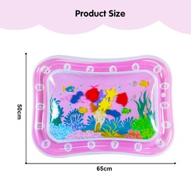 Water Mat, Water Play Mat 66 x 50 cm, Toy Gift from 3 6 9 Months, Inflatable Tummy Time Mat, Water Play Mat, Water Filled Play Mat (Pink)